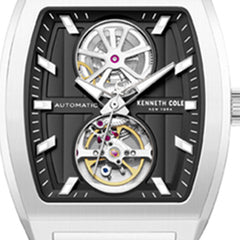 Skeleton Automatic Black Dial Stainless Steel Bracelet Watch