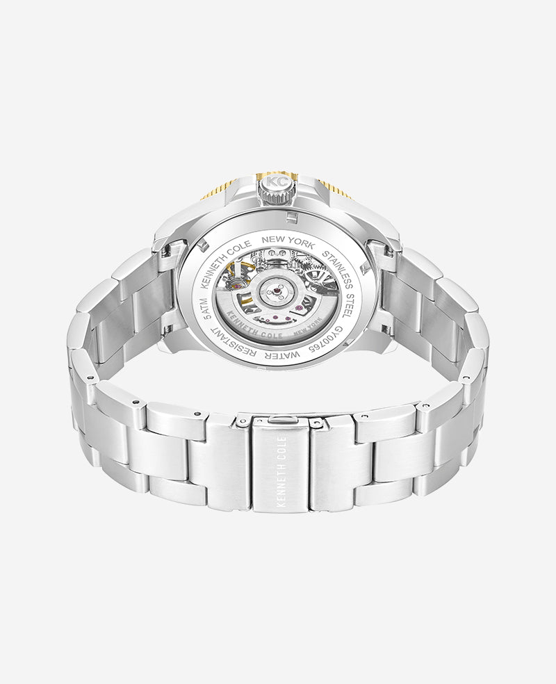 Kenneth Cole - Skeleton Automatic Green Contrast Dial Bracelet Watch MENS WATCHES for Men