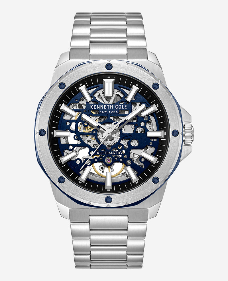 Kenneth Cole - Skeleton Automatic Stainless Bracelet Watch MENS WATCHES for Men
