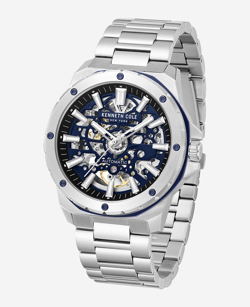 Kenneth Cole - Skeleton Automatic Stainless Bracelet Watch MENS WATCHES for Men