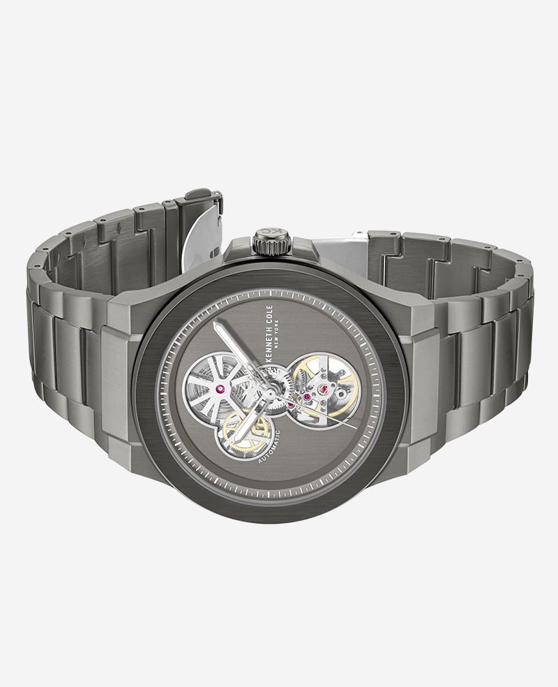 Kenneth Cole - Automatic Gun Metal Stainless Steel Bracelet Watch MENS WATCHES for Men