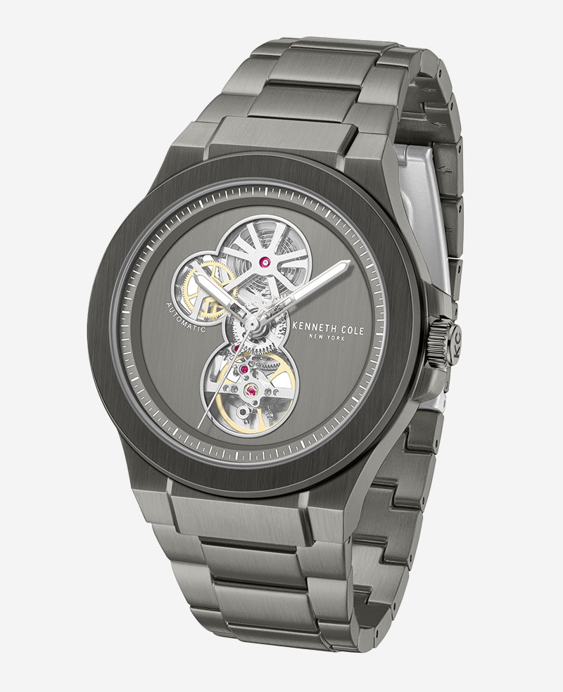 Kenneth Cole - Automatic Gun Metal Stainless Steel Bracelet Watch MENS WATCHES for Men
