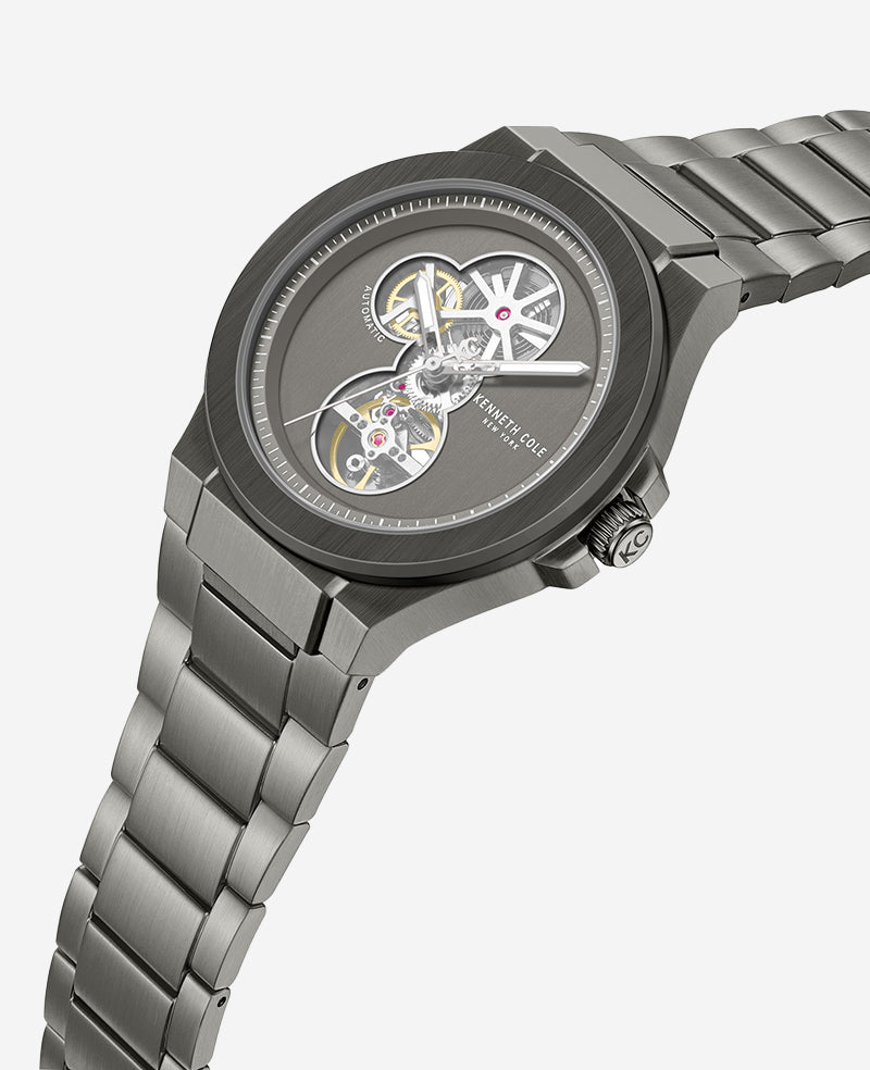 Kenneth Cole - Automatic Gun Metal Stainless Steel Bracelet Watch MENS WATCHES for Men