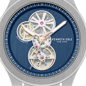 Kenneth Cole - Skeleton Automatic Gunmetal Dial Stainless Steel Bracelet Watch MENS WATCHES for Men