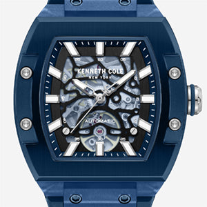 Kenneth Cole - Skeleton Automatic Blue Silicone Strap Watch MENS WATCHES for Men