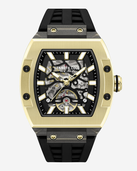 Kenneth Cole Skeleton Automatic Silicone Watch