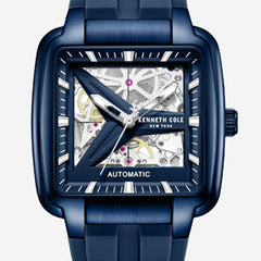 Skeleton Automatic Blue Silicone Strap Watch