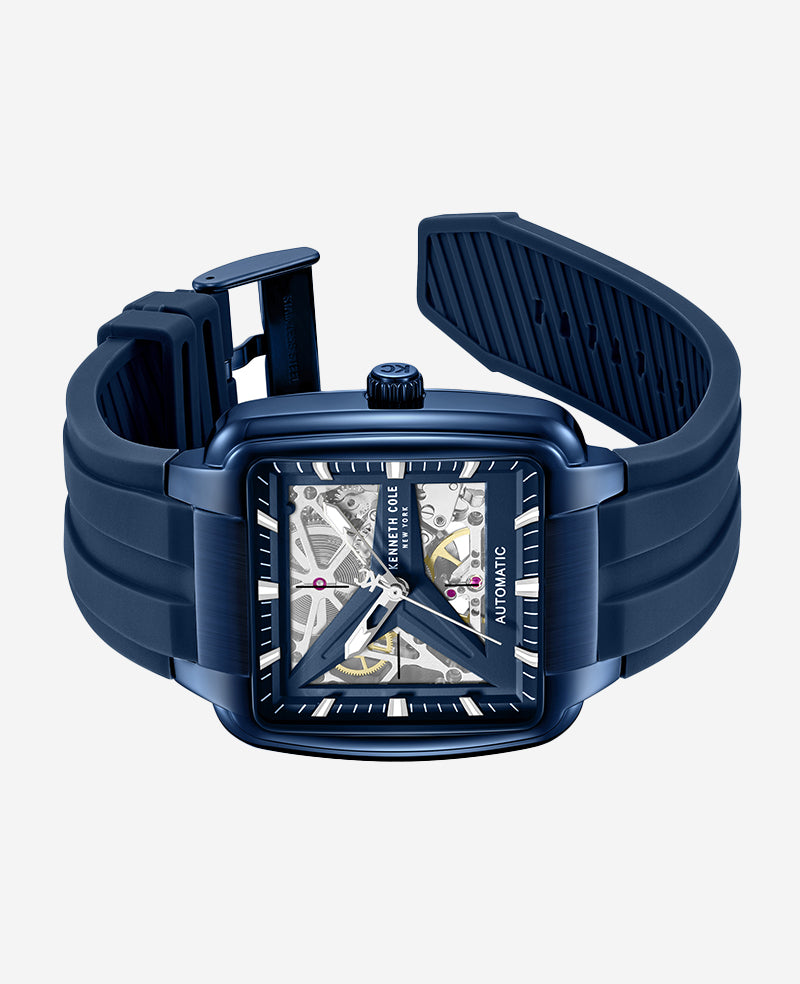 Kenneth Cole - Skeleton Automatic Blue Silicone Strap Watch MENS WATCHES for Men