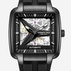 Skeleton Automatic Black Silicone Strap Watch