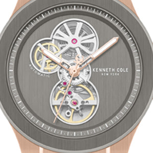 Kenneth Cole - Skeleton Automatic Rose Gold Silicone Strap Watch MENS WATCHES for Men