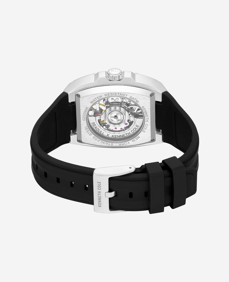 Kenneth Cole - Skeleton Automatic Silicone Strap Watch MENS WATCHES for Men