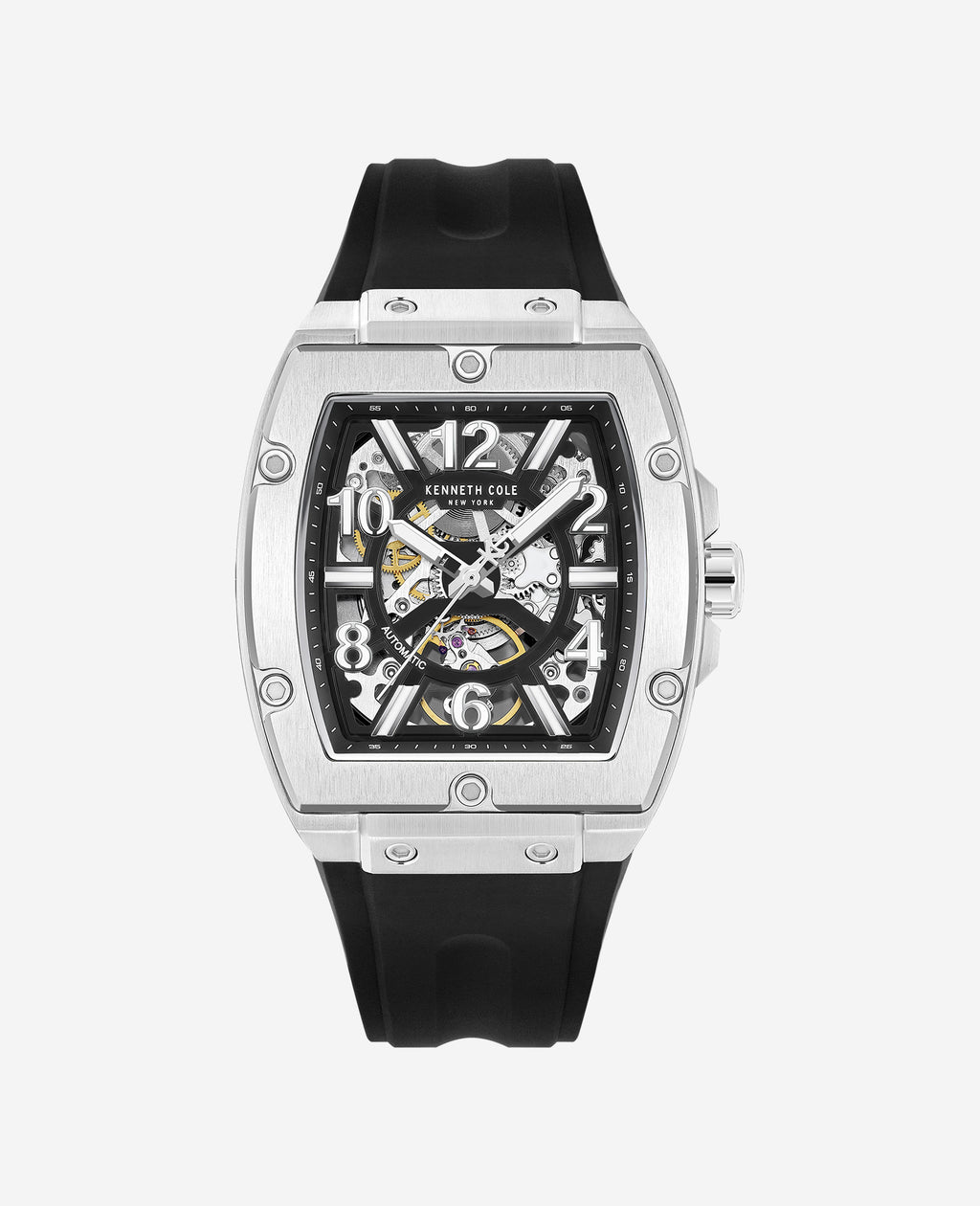 Kenneth Cole - Skeleton Automatic Silicone Strap Watch MENS WATCHES for Men 