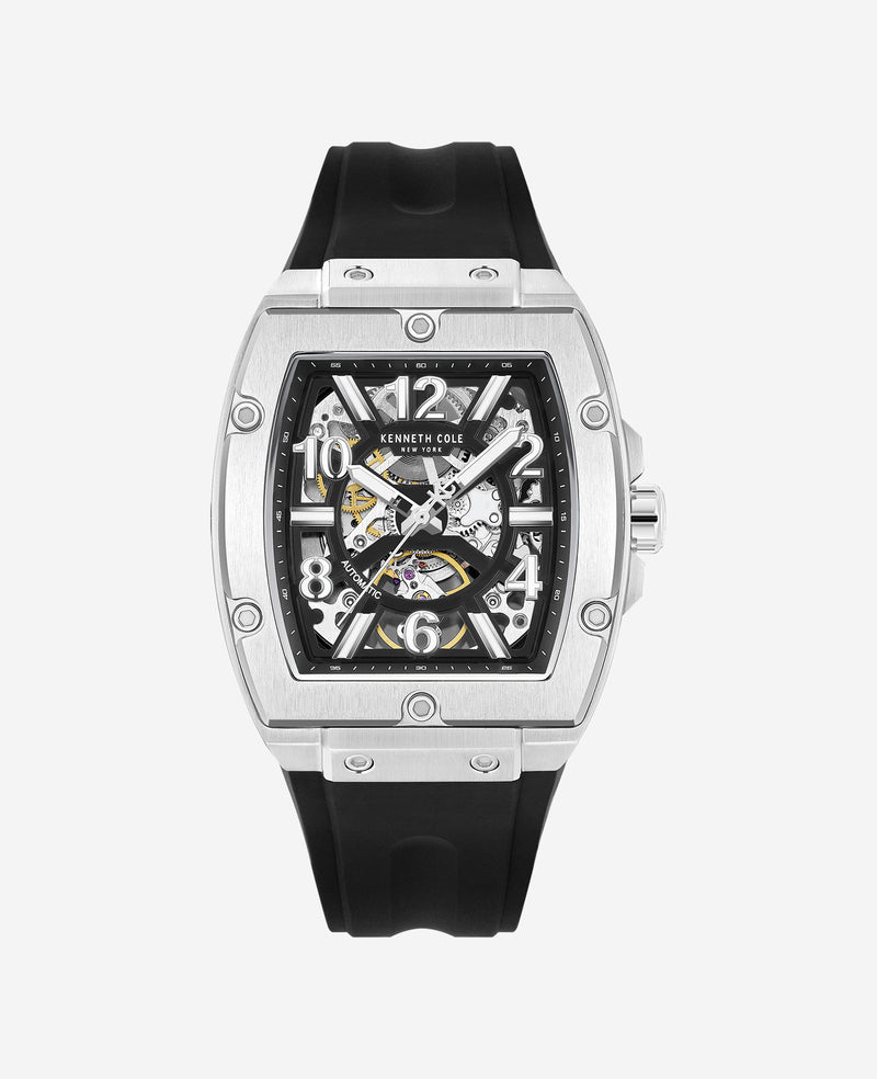 Kenneth Cole - Skeleton Automatic Silicone Strap Watch MENS WATCHES for Men