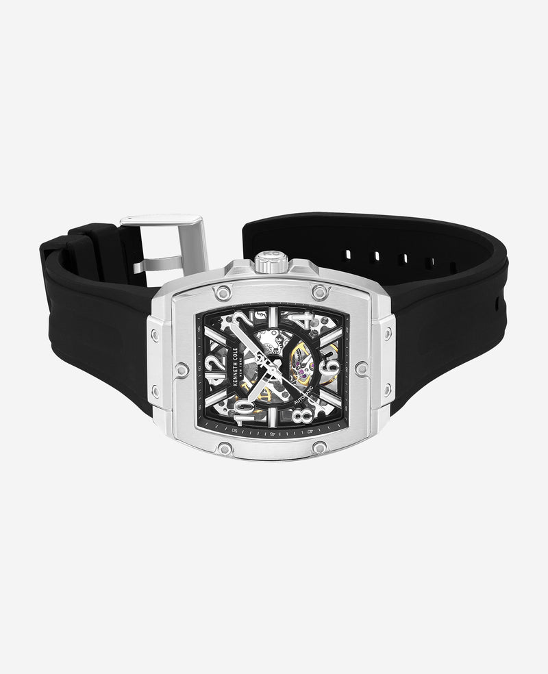 Kenneth Cole - Skeleton Automatic Silicone Strap Watch MENS WATCHES for Men