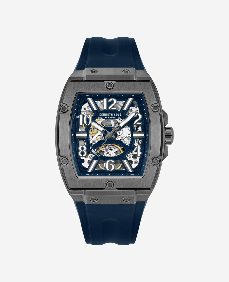Kenneth Cole - Skeleton Automatic Silicone Strap Watch MENS WATCHES for Men