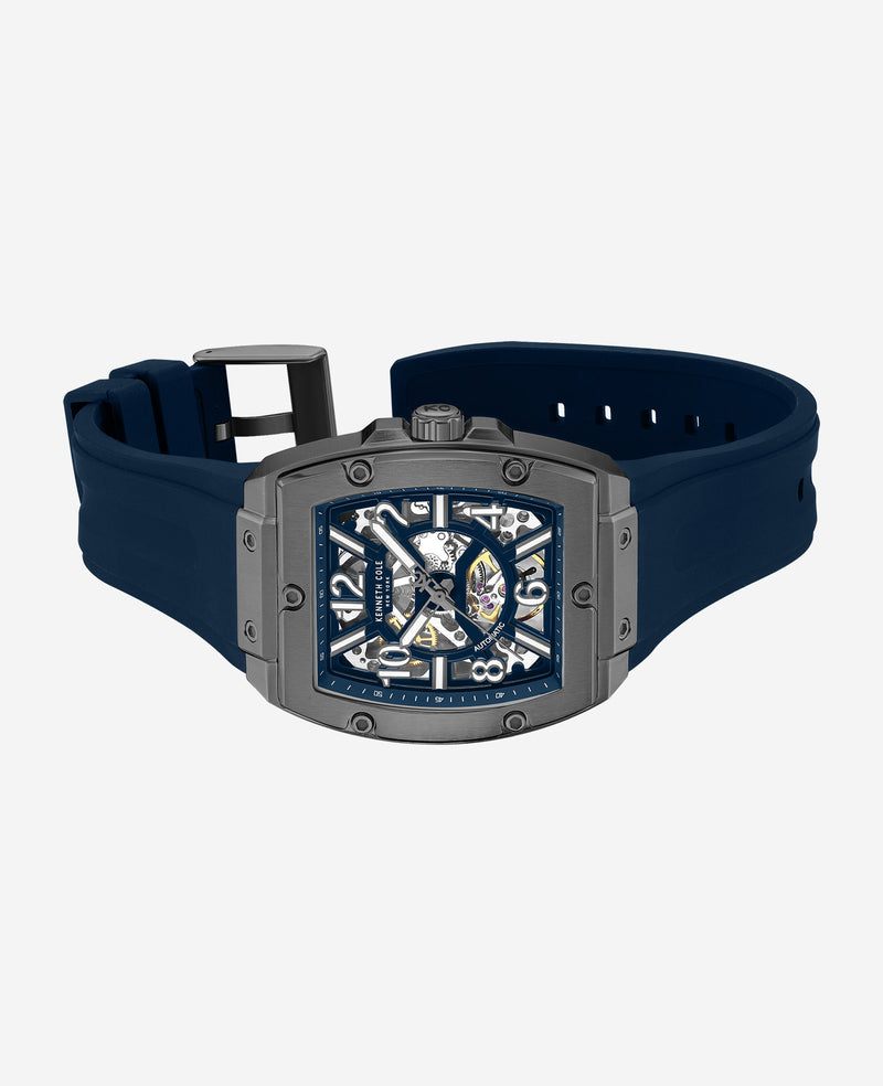 Kenneth Cole - Skeleton Automatic Silicone Strap Watch MENS WATCHES for Men