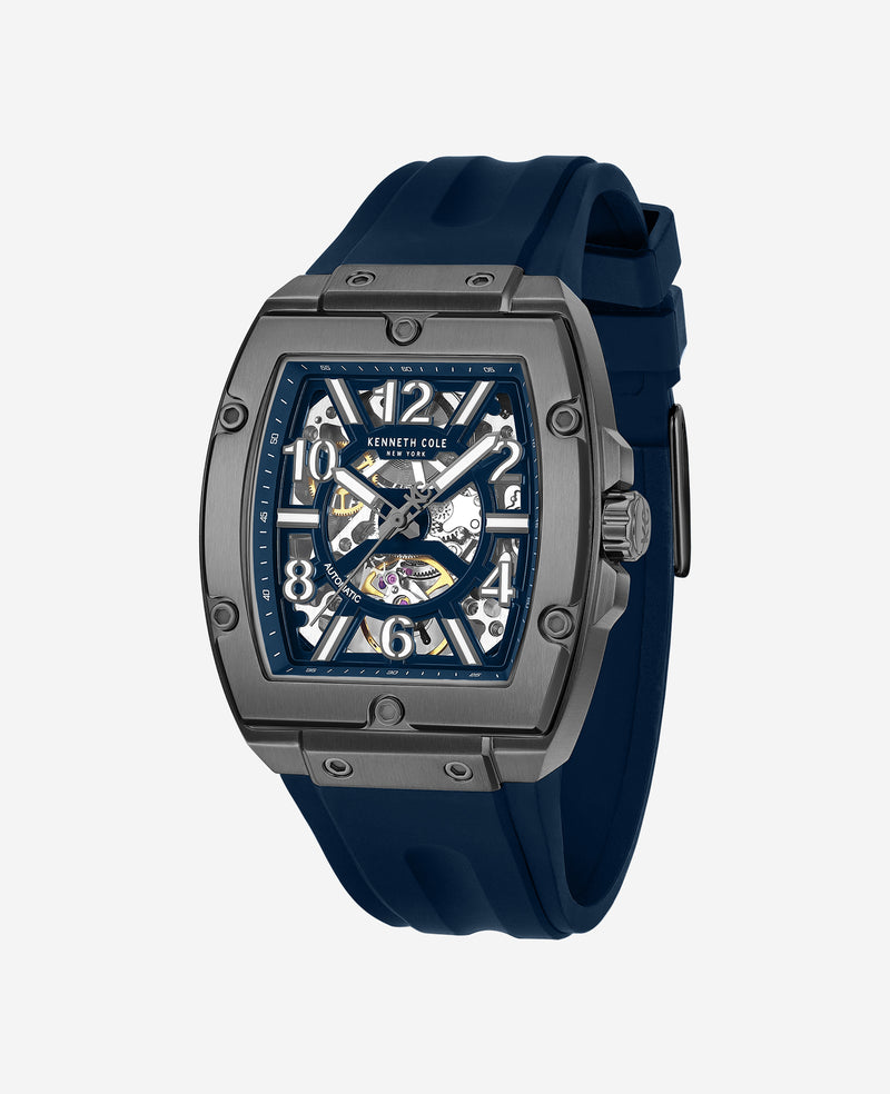 Kenneth Cole - Skeleton Automatic Silicone Strap Watch MENS WATCHES for Men