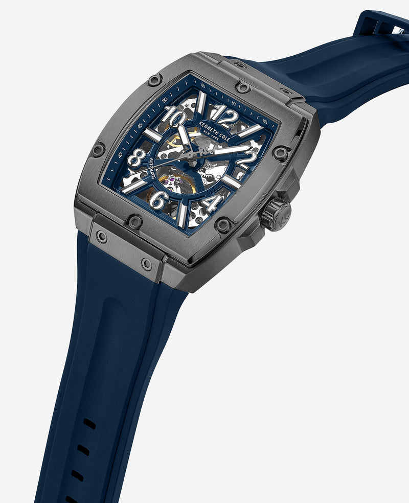 Kenneth Cole - Skeleton Automatic Silicone Strap Watch MENS WATCHES for Men