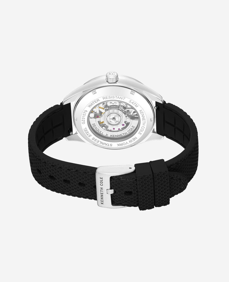 Kenneth Cole - Skeleton Automatic Silicone Strap Watch MENS WATCHES for Men