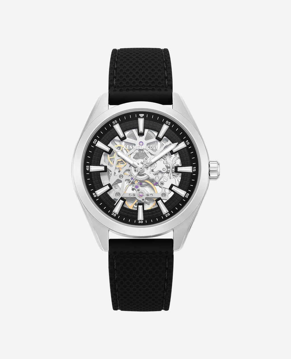 Kenneth Cole - Skeleton Automatic Silicone Strap Watch MENS WATCHES for Men 