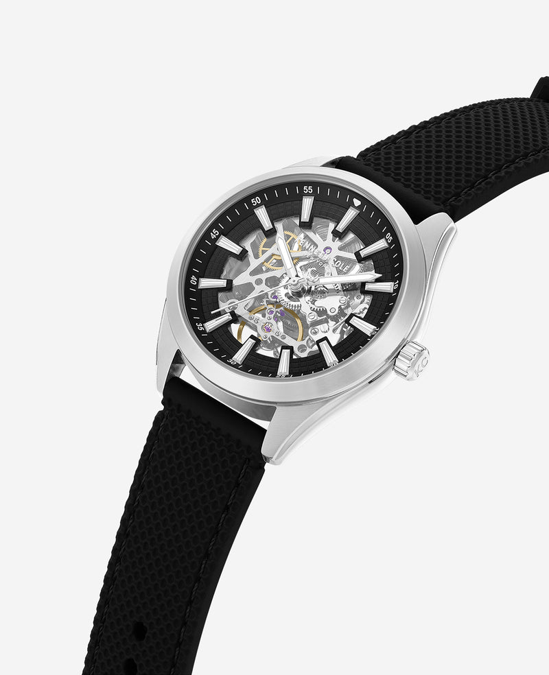 Kenneth Cole - Skeleton Automatic Silicone Strap Watch MENS WATCHES for Men