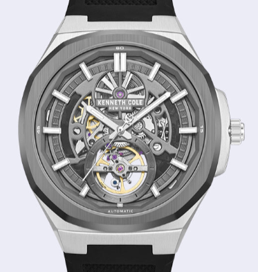 Kenneth Cole - Skeleton Automatic Silicone Strap Watch MENS WATCHES for Men
