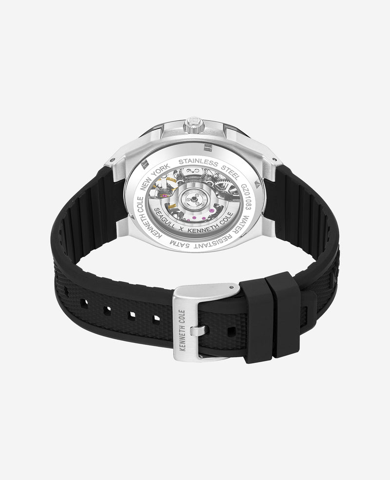 Kenneth Cole - Skeleton Automatic Silicone Strap Watch MENS WATCHES for Men
