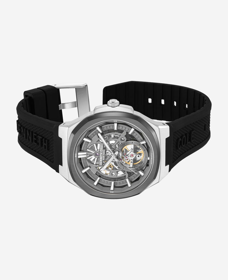 Kenneth Cole - Skeleton Automatic Silicone Strap Watch MENS WATCHES for Men