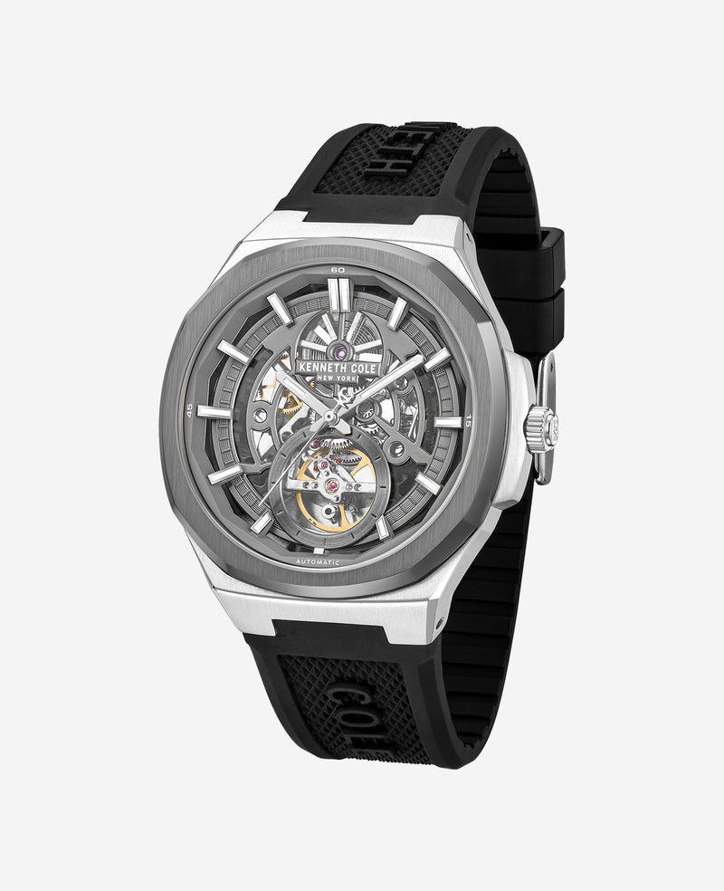 Kenneth Cole - Skeleton Automatic Silicone Strap Watch MENS WATCHES for Men