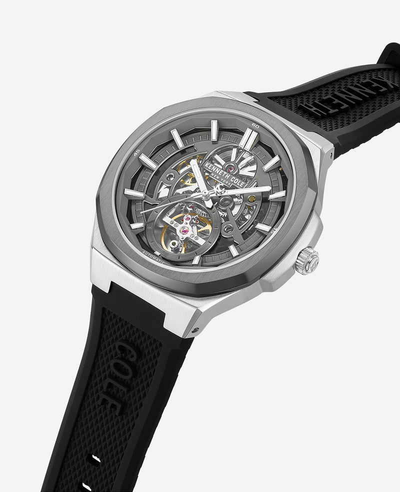 Kenneth Cole - Skeleton Automatic Silicone Strap Watch MENS WATCHES for Men