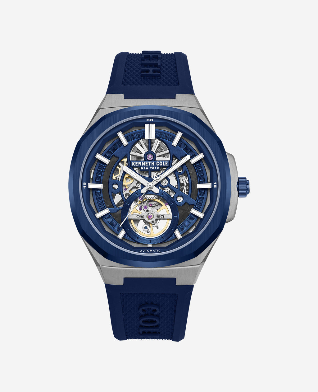 Kenneth Cole - Skeleton Automatic Silicone Strap Watch MENS WATCHES for Men 