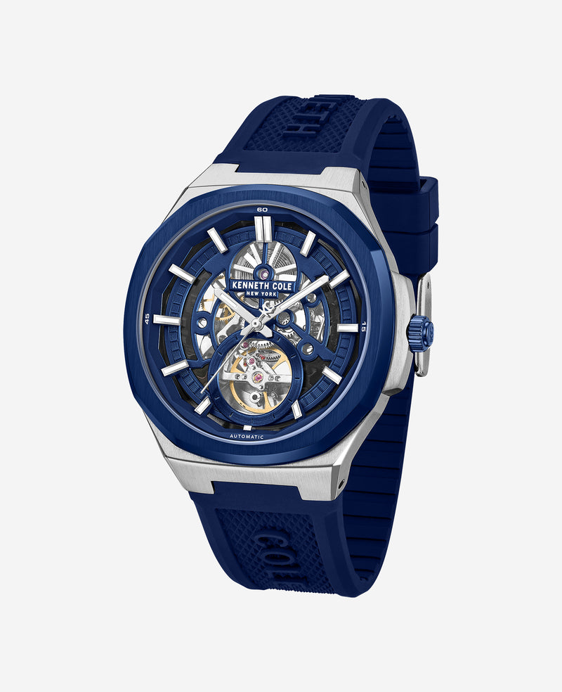 Kenneth Cole - Skeleton Automatic Silicone Strap Watch MENS WATCHES for Men