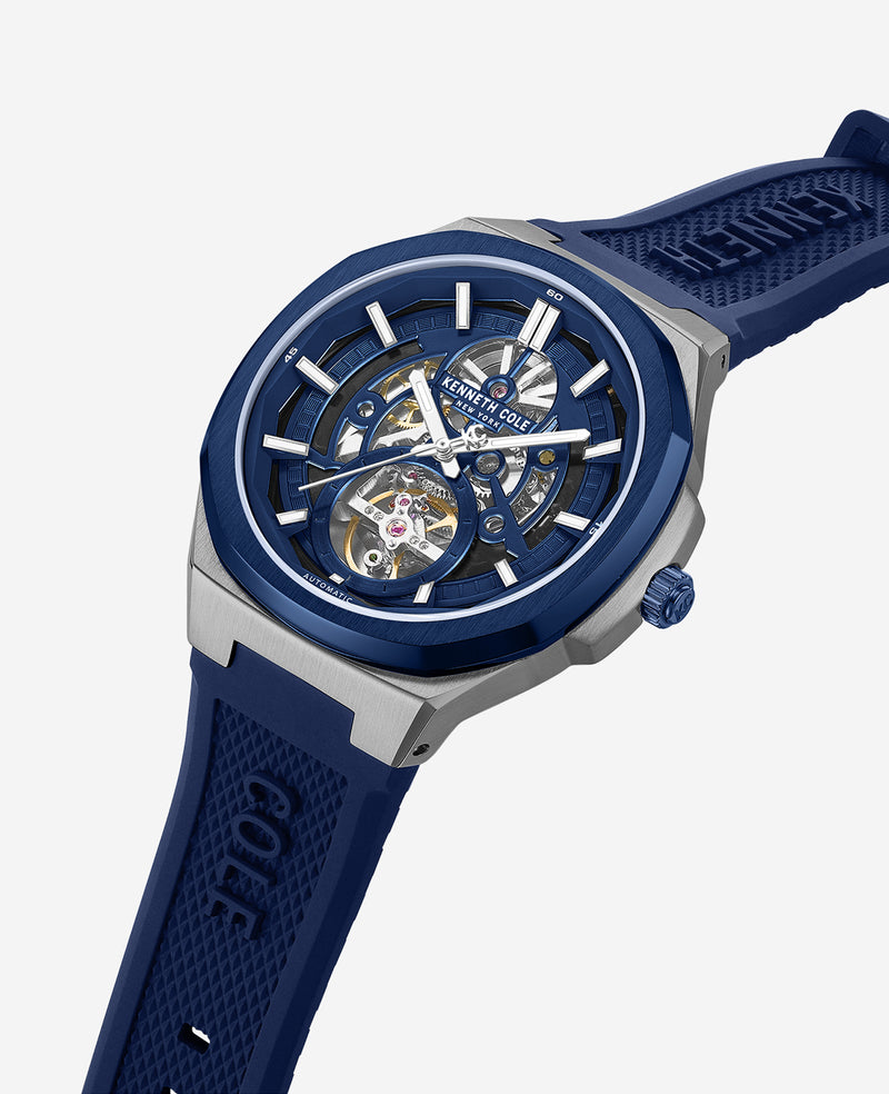 Kenneth Cole - Skeleton Automatic Silicone Strap Watch MENS WATCHES for Men