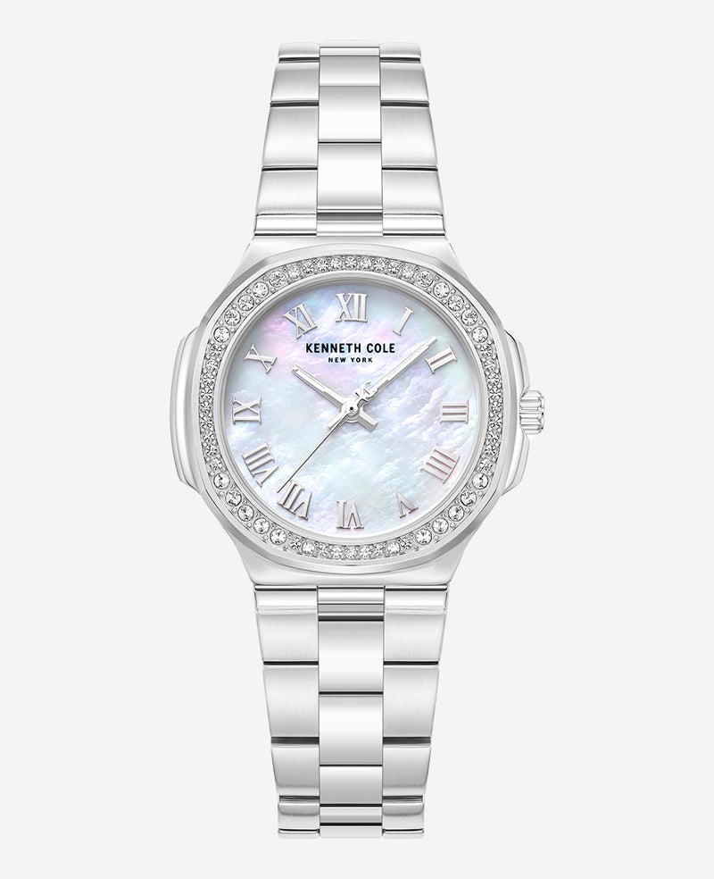 Kenneth Cole - Classic Crystal Lined Outer Dial Stainless Bracelet Watch WOMENS WATCHES for Women