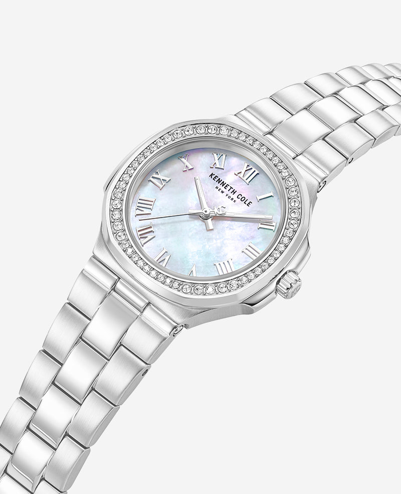 Kenneth Cole - Classic Crystal Lined Outer Dial Stainless Bracelet Watch WOMENS WATCHES for Women