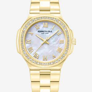 Classic Crystal Lined Outer Dial Gold Tone Bracelet Watch