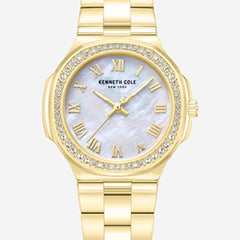 Classic Crystal Lined Outer Dial Gold Tone Bracelet Watch