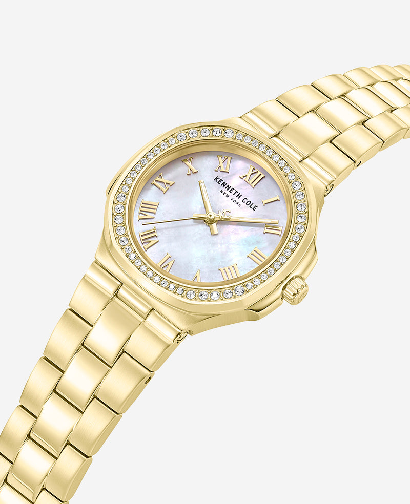 Kenneth Cole - Classic Crystal Lined Outer Dial Gold Tone Bracelet Watch WOMENS WATCHES for Women