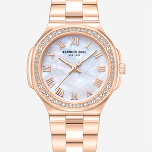 Classic Crystal Lined Outer Dial Rose Gold Bracelet Watch