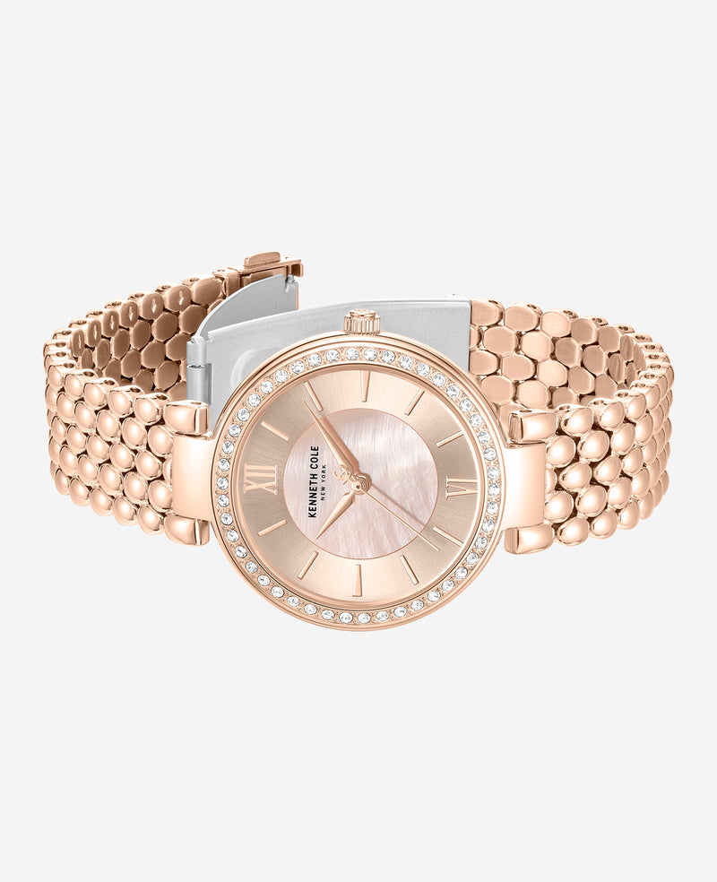 Kenneth Cole - Classic Crystal Lined Outer Dial Rose Gold Bracelet Watch WOMENS WATCHES for Women