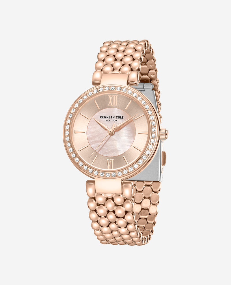 Kenneth Cole - Classic Crystal Lined Outer Dial Rose Gold Bracelet Watch WOMENS WATCHES for Women