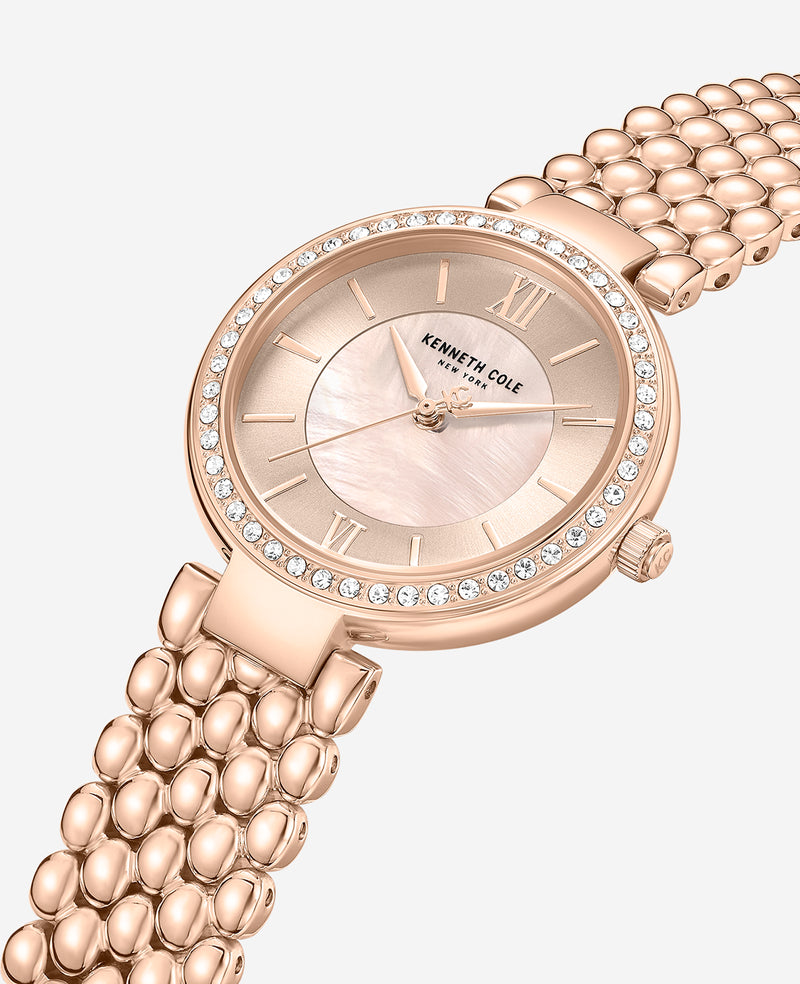 Kenneth Cole - Classic Crystal Lined Outer Dial Rose Gold Bracelet Watch WOMENS WATCHES for Women