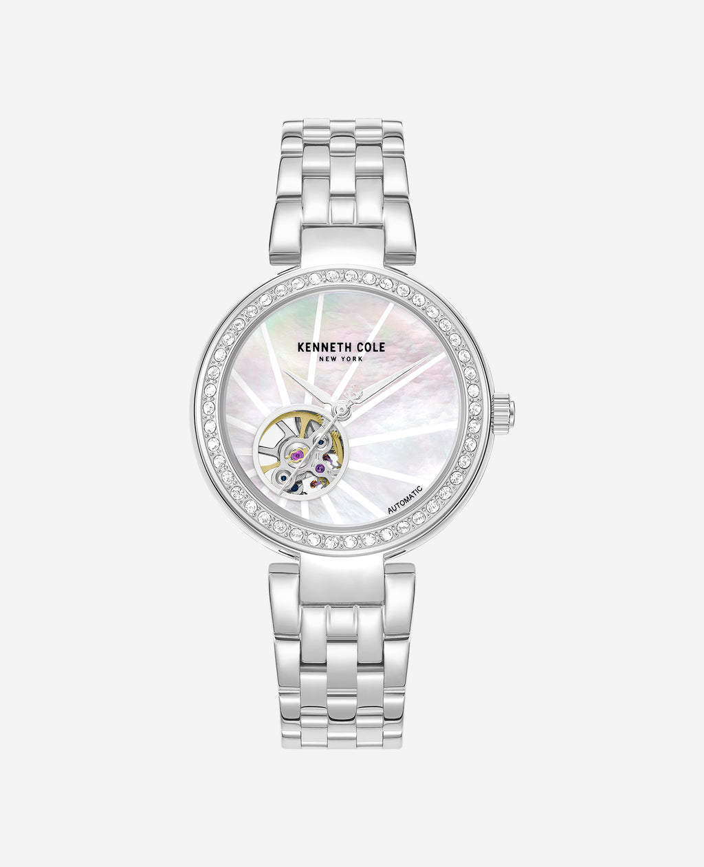 Kenneth Cole - Open Heart Automatic Crystal Lined MOP Dial Bracelet Watch WOMENS WATCHES for Women 