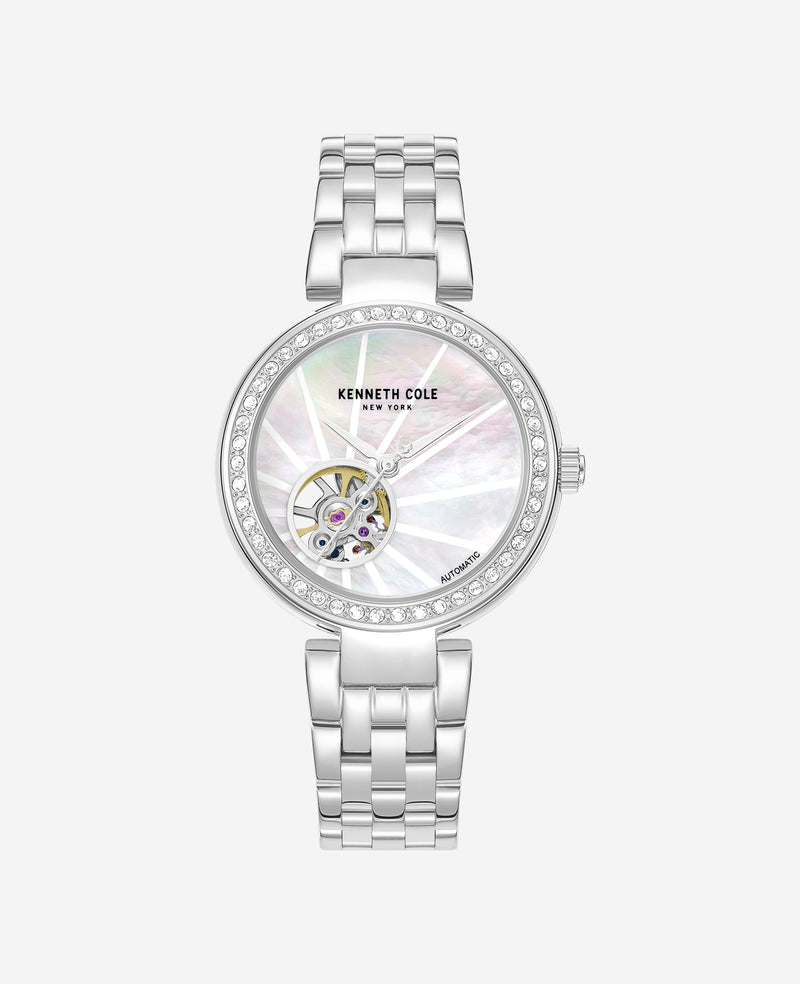 Kenneth Cole - Open Heart Automatic Crystal Lined MOP Dial Bracelet Watch WOMENS WATCHES for Women
