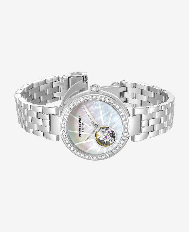 Kenneth Cole - Open Heart Automatic Crystal Lined MOP Dial Bracelet Watch WOMENS WATCHES for Women