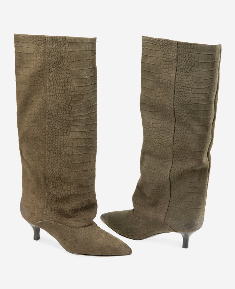 Kenneth Cole - Brisbane Croco Suede Tall Shaft Boot WOMENS BOOT for Women