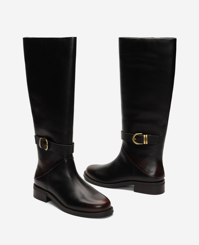 Kenneth Cole - Joey Distressed Leather Belted Riding Boot WOMENS BOOT for Women