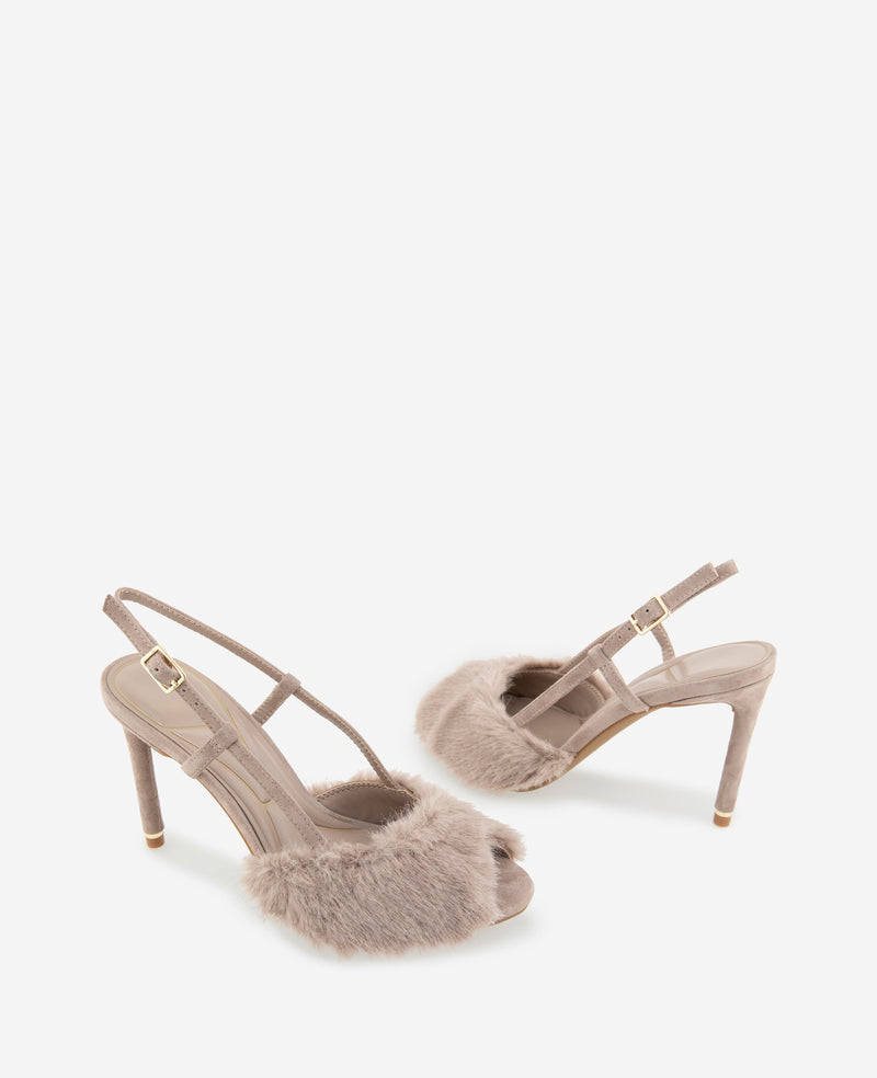 Kenneth Cole - Londyn Fur-Suede Peep Toe Heel WOMENS HEELS for Women