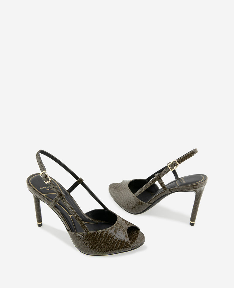 Kenneth Cole - Londyn Embossed Croco Peep Toe Heel WOMENS HEELS for Women