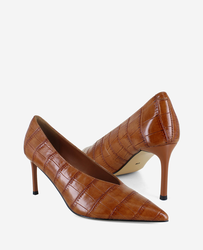 Kenneth Cole - Perfecto Embossed Croco Leather High Vamp Pump WOMENS HEELS for Women